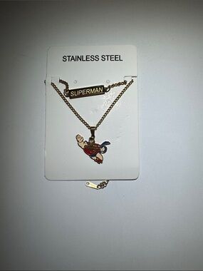 Gold-Tone Superman Kids Necklace and Pendant